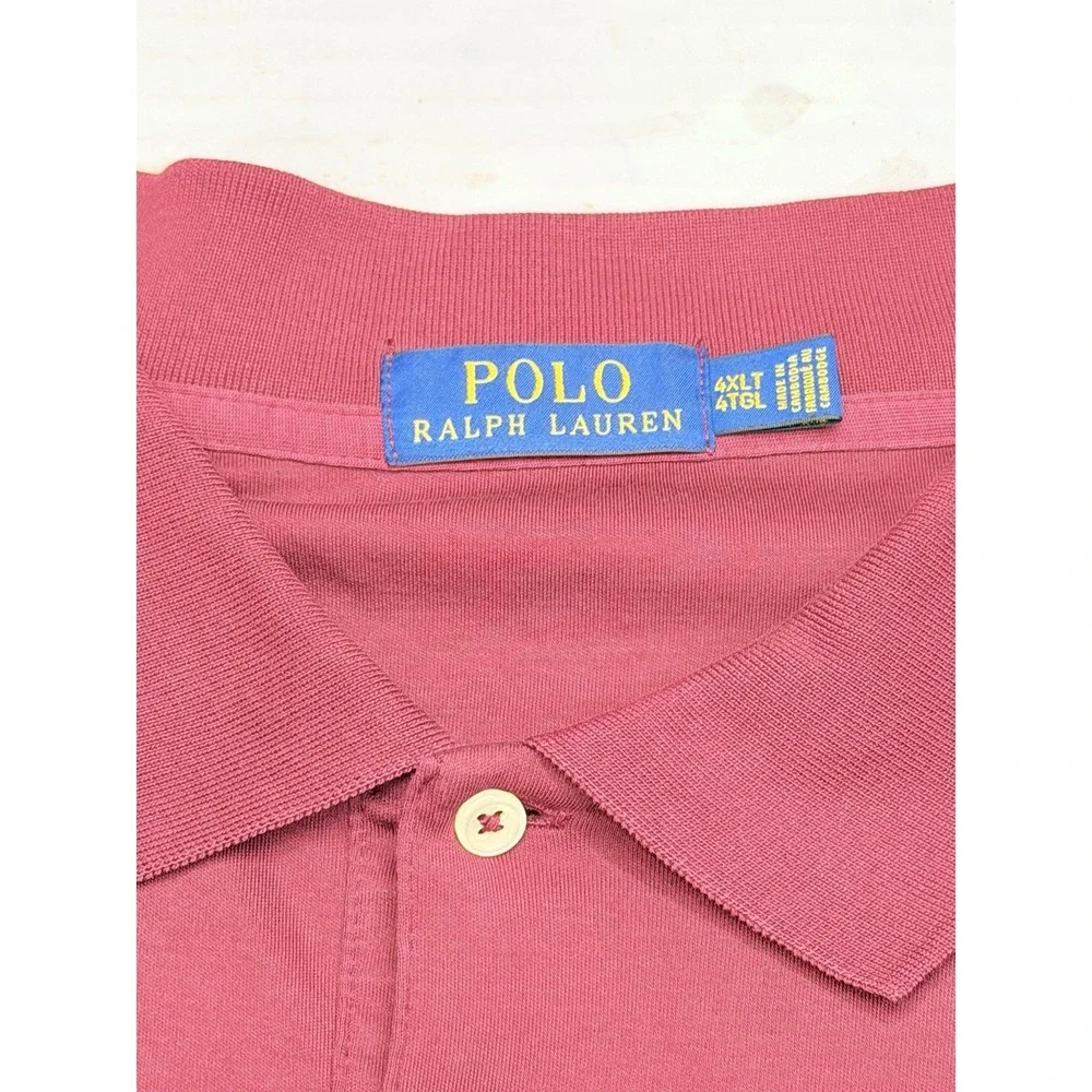 Polo Ralph Lauren Polo‎ Shirt 4XLT Maroon Red Pony Logo Big Tall